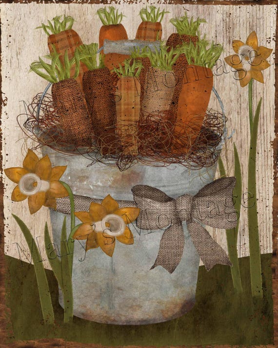 Easter Carrot Bucket, 8 x10 digital printable download