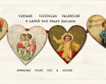 Vintage Valentine, Heart Garland, Télécharger, Imprimer