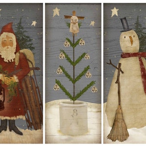 Primitive Christmas Trio Instant Download Print sheet