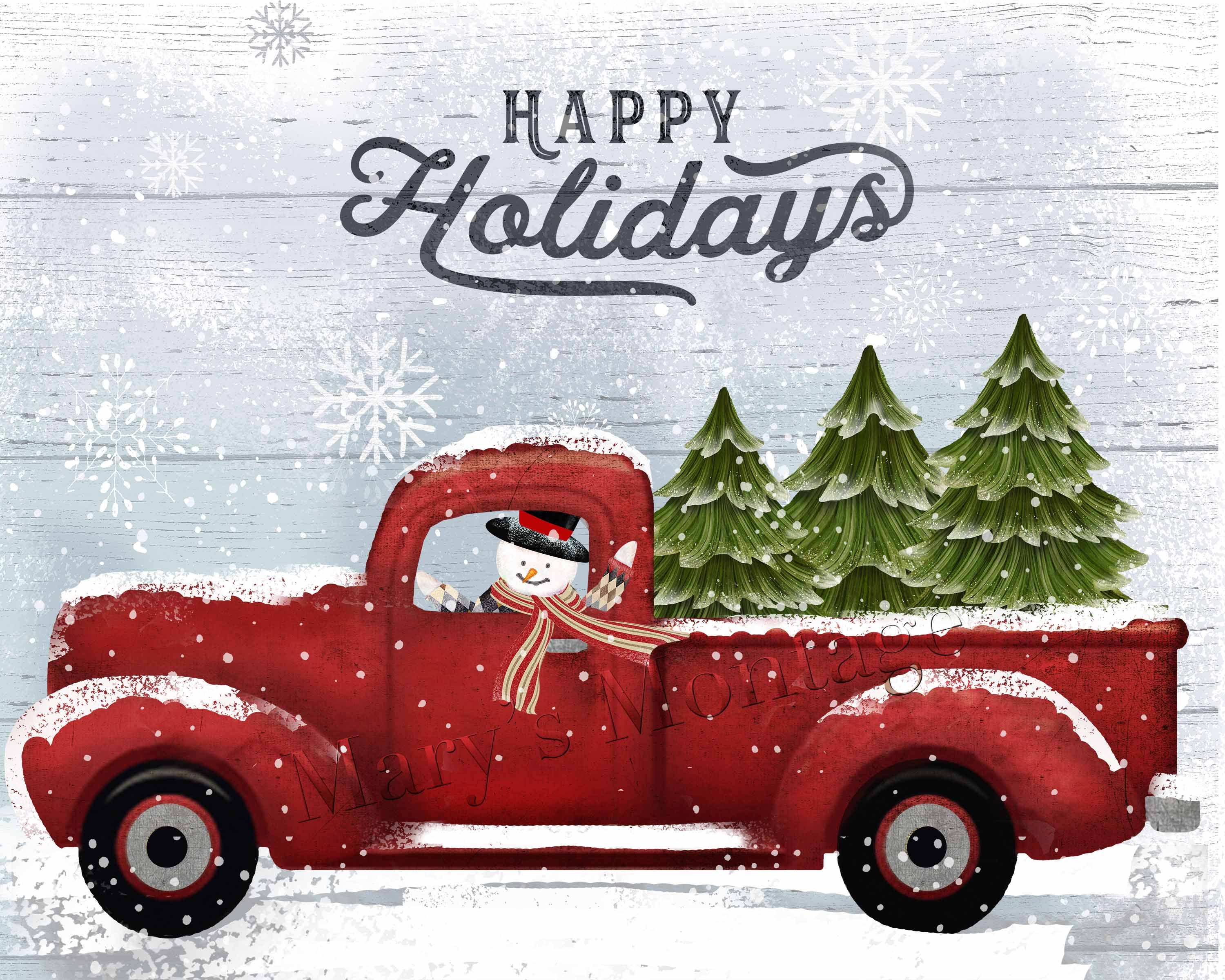 HD wallpaper pink pickup truck toy with Merry Christmas text red festive   Wallpaper Flare