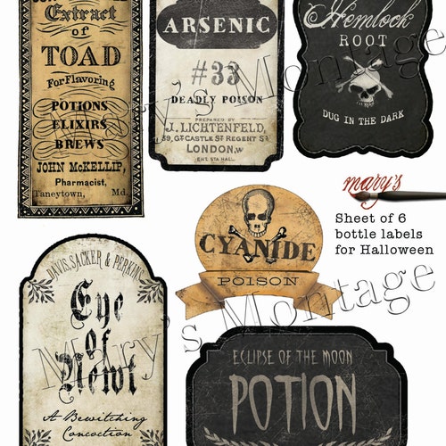 Halloween Bottle Labels, download & print