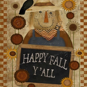Scarecrow, Happy Fall Y&#39;all, 8x10 digital- 5x7 Printable, Download