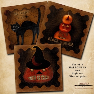 Halloween set of 3 8x8 printables