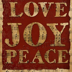 Love Peace Joy Christmas Art  Download & Print