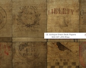 12 Antique Grain Sack Scrapbook Papers  12x12 Download digital files