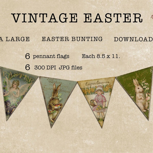 Vintage Easter, printable bunting flags