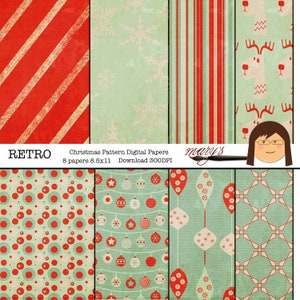 Retro Christmas Pattern Papers  8   8.5x11 Download