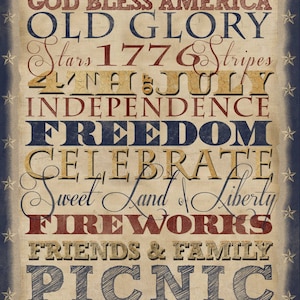 4th of July, Subway Art, Antique Colors, Instant Download