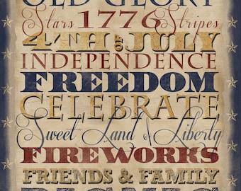 4th of July, Subway Art, Antique Colors, Instant Download