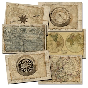 Antique Map, Digital Collage, Download, Print