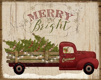 Truck Christmas, Happy Holidays, 8 x 10 printable download