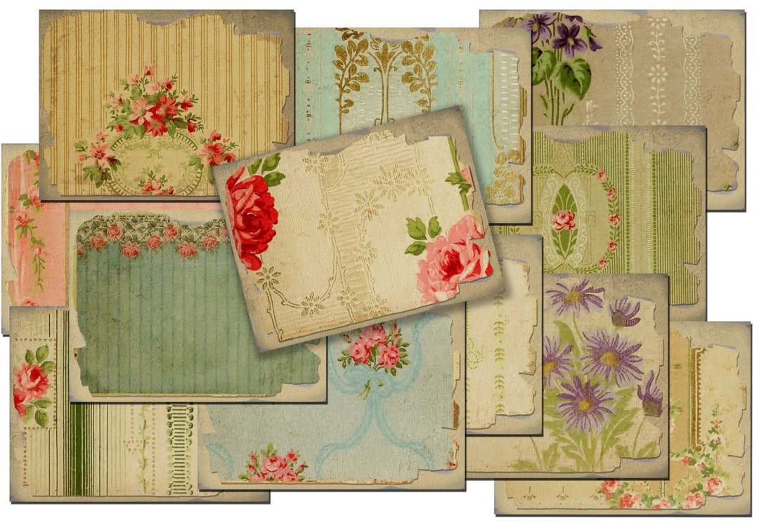 Vintage Wallpaper Cards 3 Sheets Download Print - Etsy