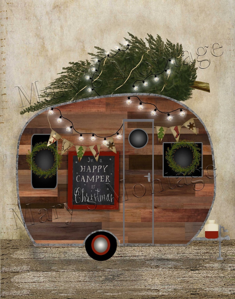 Happy Camper Christmas sign 8x10 &amp; 11x14 Printable | Etsy