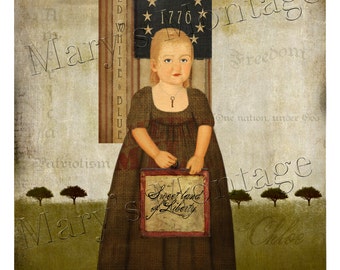 Patriotism, Americana, Folkkonst, 8x10 Direktnedladdning