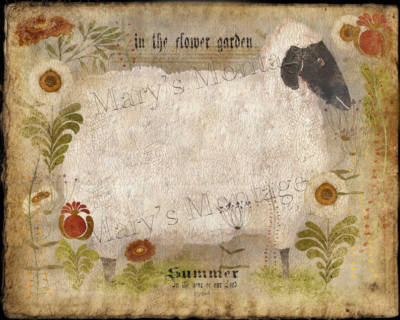 Sheep, Primitive, 8x10 printable download, image 1