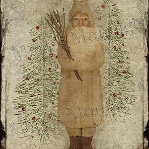 Old German Santa,  Primitive  Folk  Art, Download, Print, 8x10