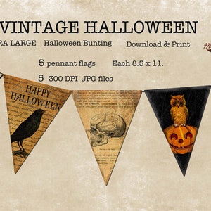 Halloween Bunting Pennant Flags Download Print   5  8.5 x 11   LARGE