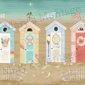 Beach Huts, 8x10 Printable download