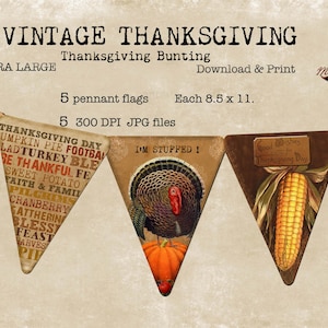 Thanksgiving Bunting, Pennant Flags, Download Print, Large