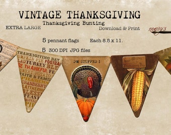 Thanksgiving Bunting, Pennant Flags, Download Print, Large