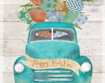 Easter Egg truck, 8 x10 digital printable download.