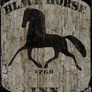Black Horse Inn, reproduction Colonial Trade Sign, Download, Digital, 8x10
