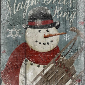 Snowman, Sleigh Bells ring, 8x10 printable download