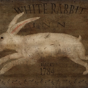 White Rabbit Inn, You Print Art, Grungy Primitive 8x10