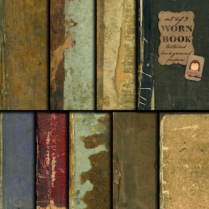 Worn Book, Texture and Background Design papers, Digital Printable Download