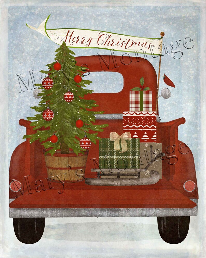 Christmas Truck back 8x10 Printable Download Etsy Christmas Truck back 8x10 Printable Download Etsy