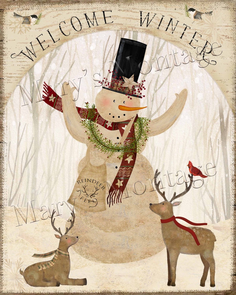 Welcome Winter Snowman 8x10 Printable Download - Etsy