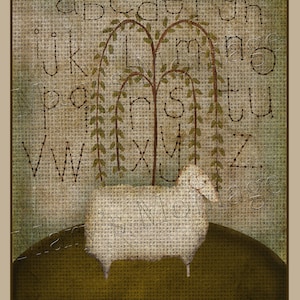 Primitive Sheep Sampler Digital Art Download 11x14 You print.