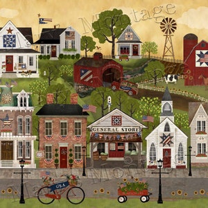 Americana Small Town,  3 sizes  16x20, 11x14  &  8x10 printable download