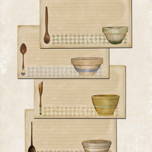 Recipe Cards, download, print, primitive, farmhouse, image 1