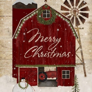 Christmas Barn  8 x10 digital printable download