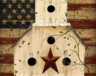 Instant Art    Americana BIrdhouse  8x11 Download Full Size File