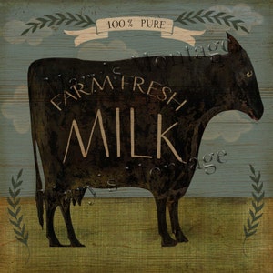 Farm Fresh Milk, 8x8, folk art, printable download