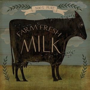 Farm Fresh Milk, 8x8, folk art, printable download