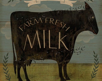 Farm Fresh Milk, 8x8, folk art, printable download