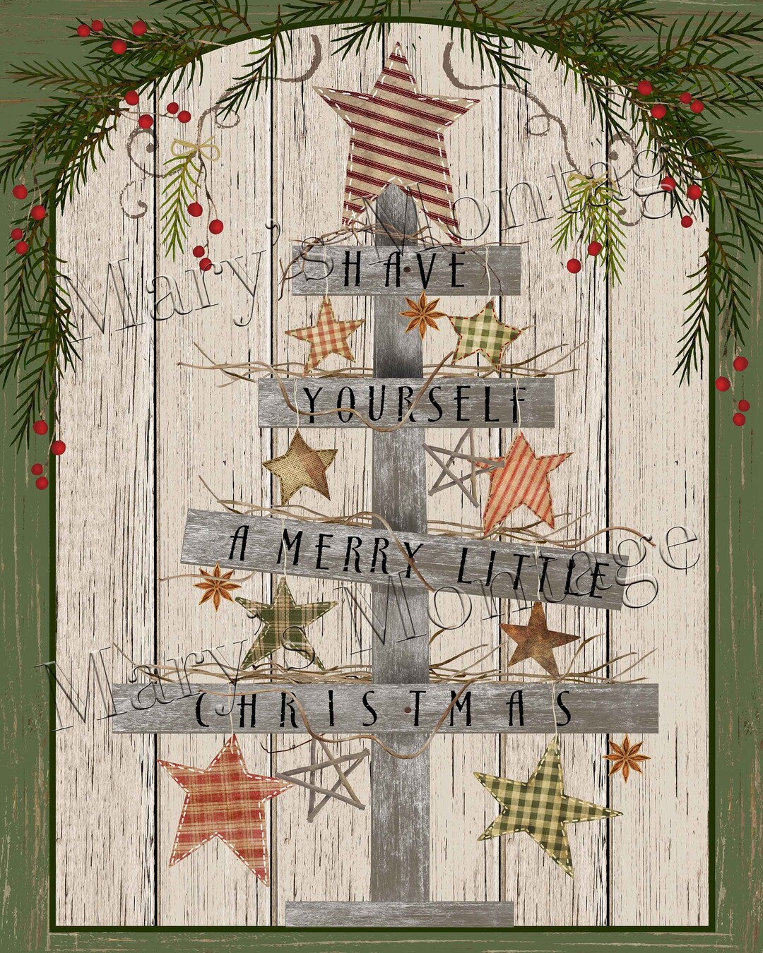 Wooden Christmas Tree, 8x10 Printable Download - Etsy