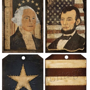 President Tags, Primitive Americana, Instant download