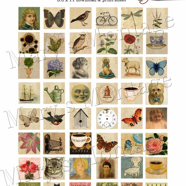 Inchies Clipart  48 one in. sq. images Clipart download & print sheet