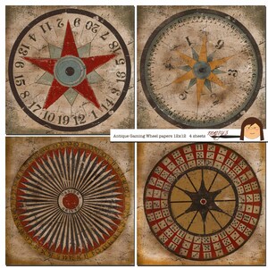 Antique Gaming Wheels, 4 12x12 printables, download