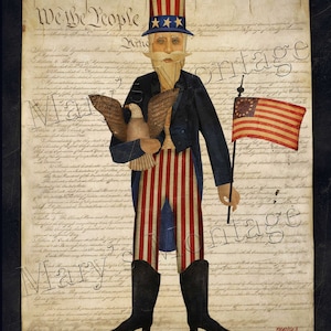 Uncle Sam Folk Art, Instant download, Print 8x10
