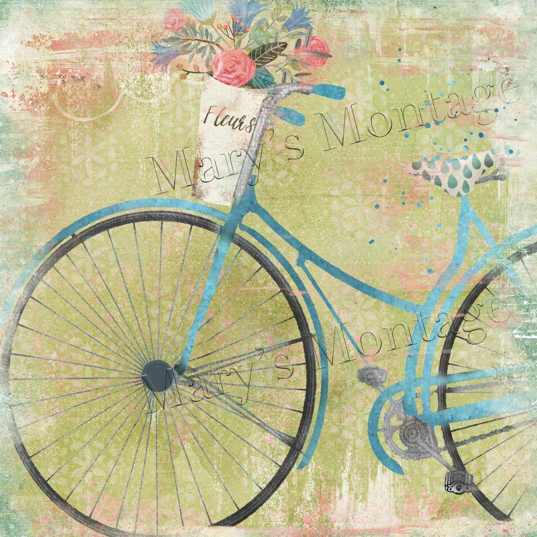 Bicycles & Flowers, 2 8x8 Digital Printable Downloads - Etsy