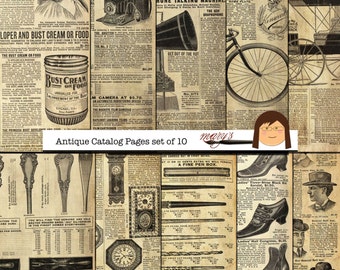 Antique Catalog Pages, set of 10 8.5x11, Download & print