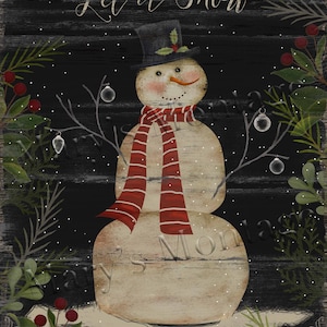 Snowman, Let it Snow, 8 x10 digital printable download