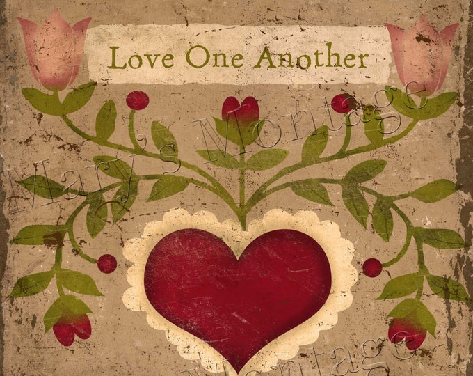 Primitive Folk Art Valentine Printable 8x10 Download - Etsy