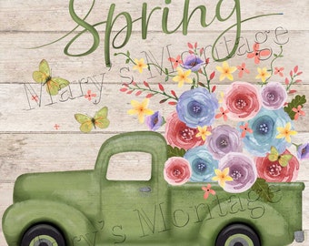 Happy Spring Truck, 8x10 printable download