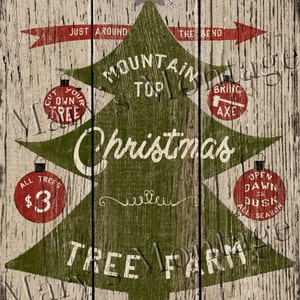 Christmas Trees Retro style sign, 8x10, Printable download